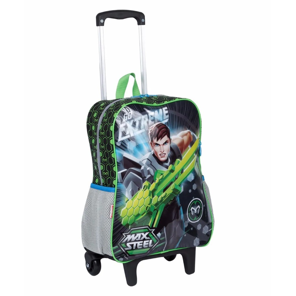 Mochila Infantil Escolar Max Steel G Rodinhas 18m Sestini