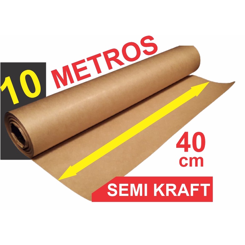10 METROS DE PAPEL PARDO SEMI-KRAFT C/ 40 cm DE LARGURA, EMBALAGEM E MOLDE