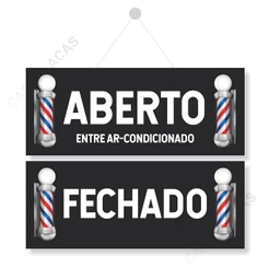 Placa Aberto Fechado Barbearia Entre Ar Condicionado