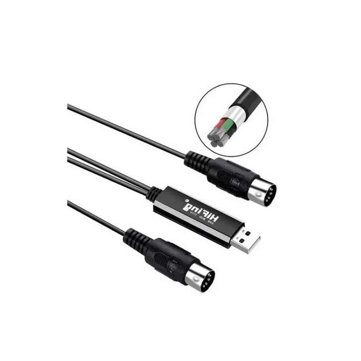 Cabo Conversor Midi Usb Profissional Bateria Teclado