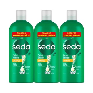 Kit com 3 Shampoos Seda Cocriações Cachos Definidos 670ml Tamanho Família