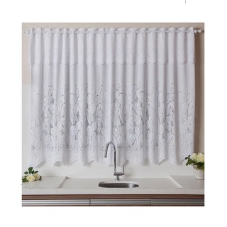 Cortina De Renda P/ Cozinha Tulipinhas 2,20m X 1,50m + 0,30