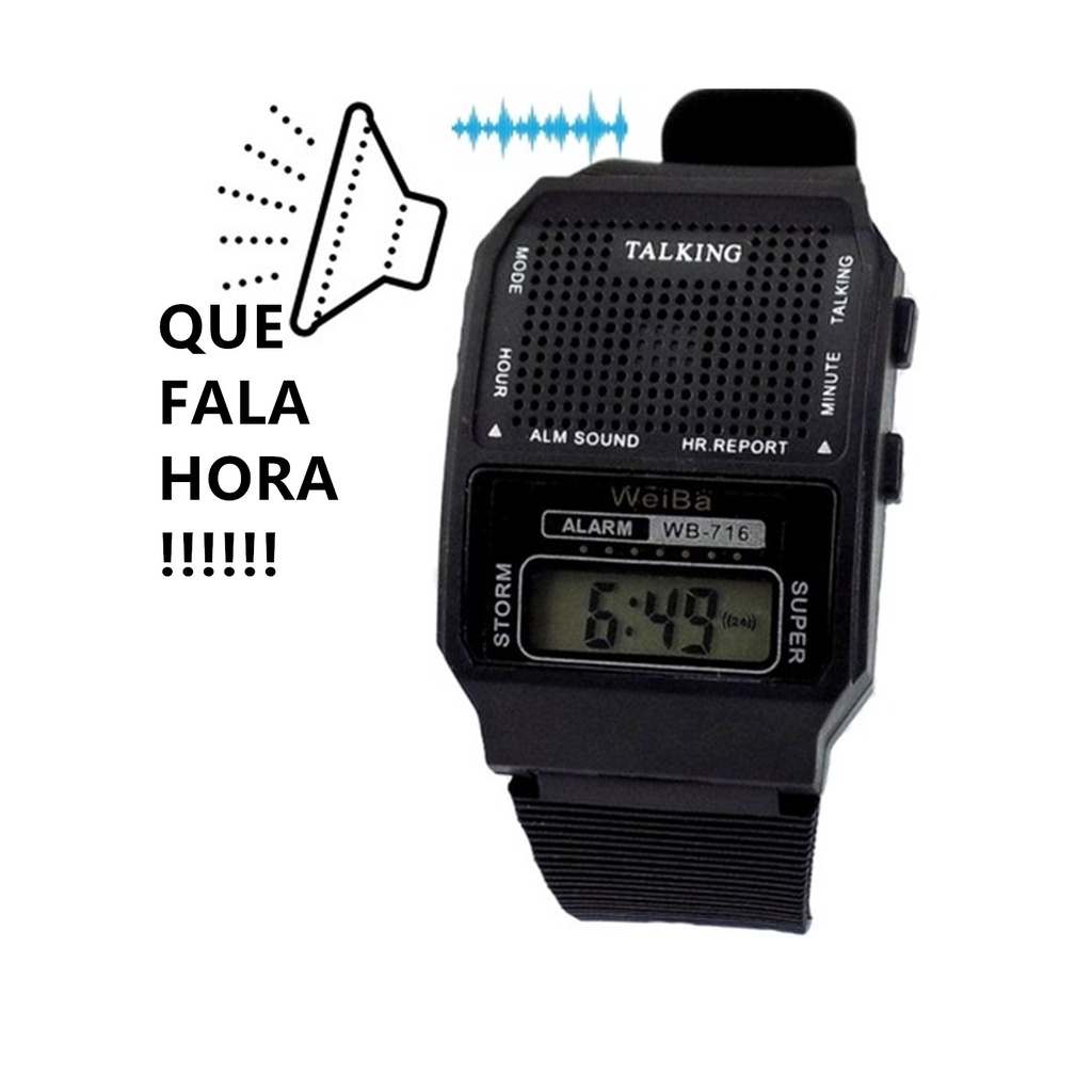 Relogio De Pulso masculino e Feminino Talking Fala Hora Para Deficientes Visuais e Idosos Unissex em Oferta na Shopee