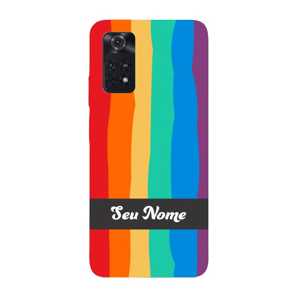 Capinha para Xiaomi Poco M4 Pro 4G Anti Impacto Personalizada - Arco Íris Colorido LGBT LGBTQIA+ com nome