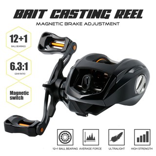 Sougayilang Carretilha de Pesca Left Hand Right Hand 12+1 Ball Bearings 6.3:1 Gear Ratio Max Drag 6-8KG