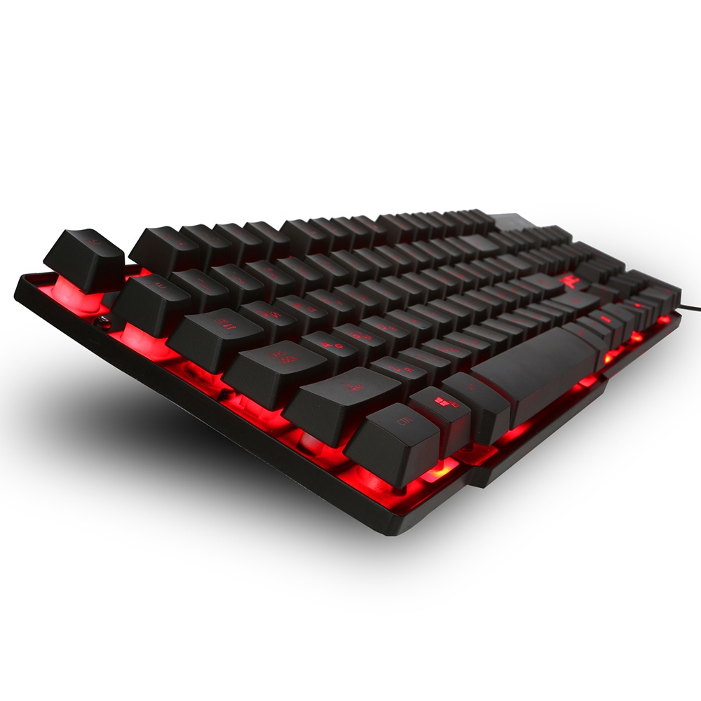 Teclado Gamer Barato USB BS-1201 Iluminado Com Led De 3 Cores Vermelho/ Azul/ Rosa