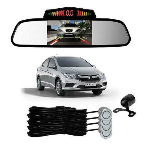 Sensor De Ré + Espelho Camera Ré Honda City Prata - Spare Parts and Accessories for Vehicles