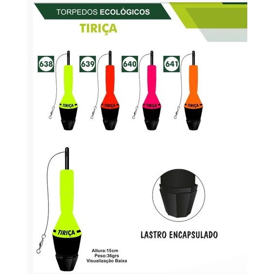 Boia Torpedo Tiriça - Jr Pesca - Ecologica - 36gr em Oferta na Shopee
