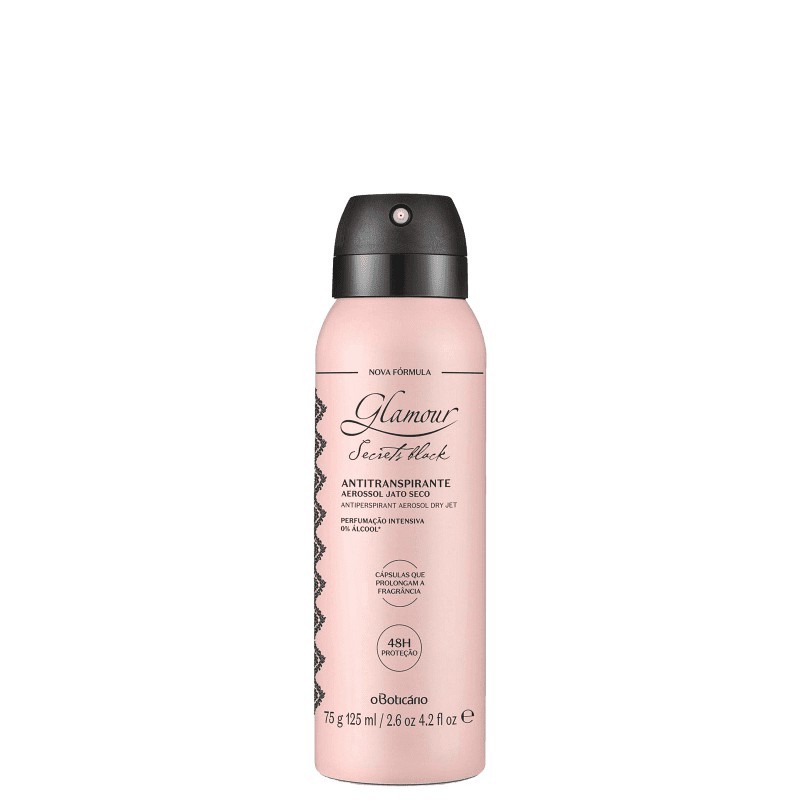 Antitranspirante Aerossol Glamour Secrets Black 75g