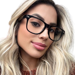Armação de Preta Lentes Transparente Unissex Feminina Masculina Retangular Grande