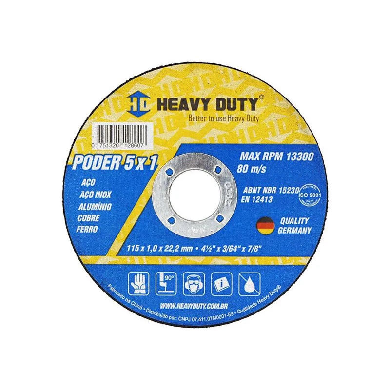 1 Disco de Corte 5 em 1 Inox 115mm 4.1/2" - Heavy Duty