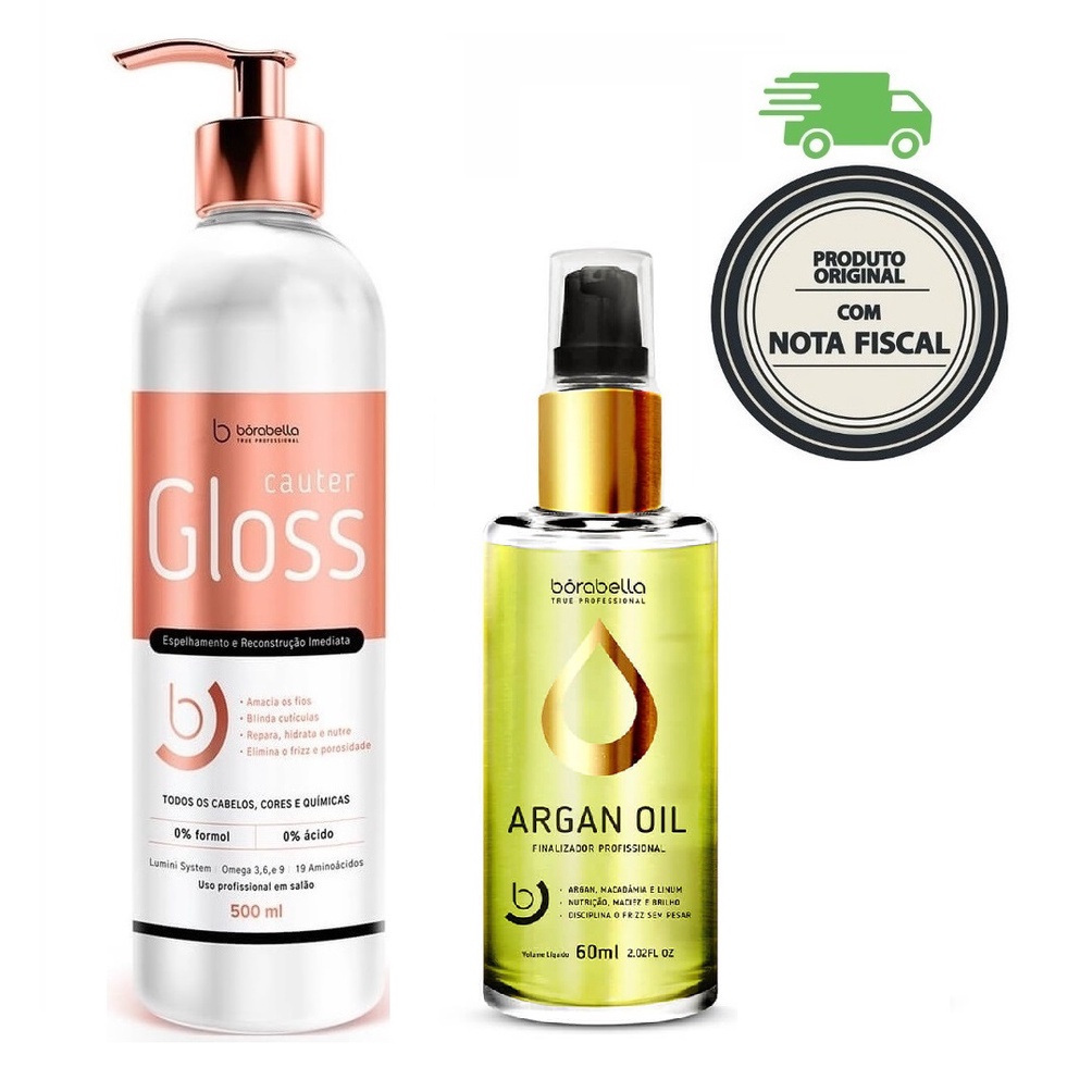 Borabella Cauter Gloss Cauterizacao 500g + Oleo De Argan 60g