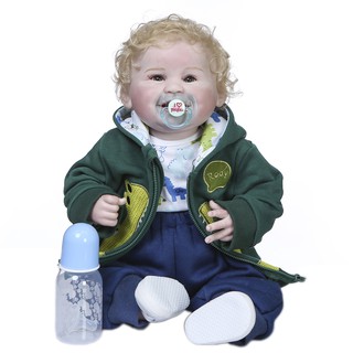 NPK 55CM bebe doll reborn baby newborn boy doll blond hair handmade high quality detailed hand painting rooted hair