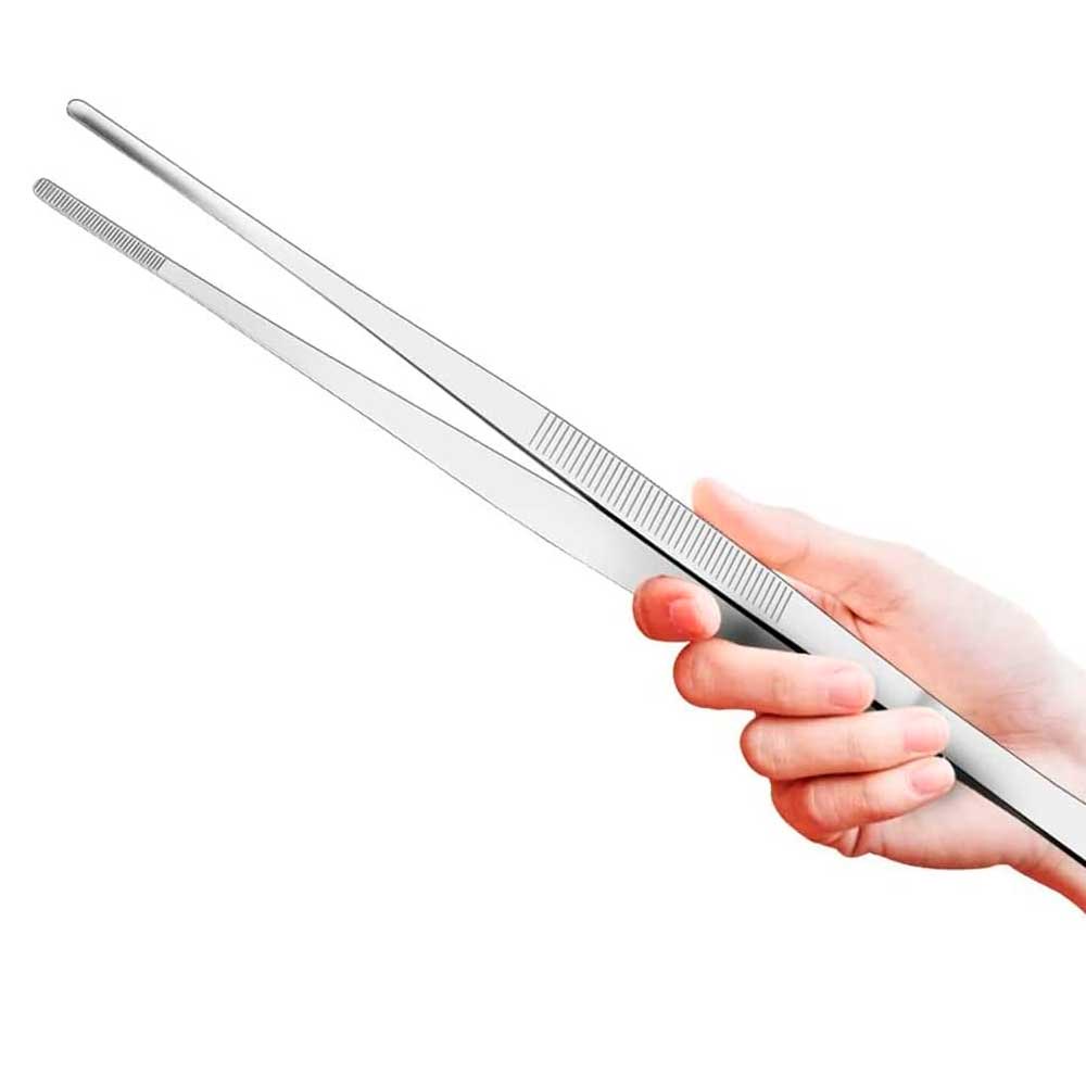 Pinça 30cm Inox para  churrasco culinária gastronomia chef de cozinha profissional empratamento Reta