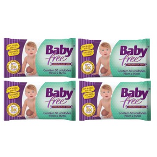 Kit com 4 Lenços Umedecidos Baby Free Toalha Umedecida Qualybless 4 Pacotes com 50 unidade...