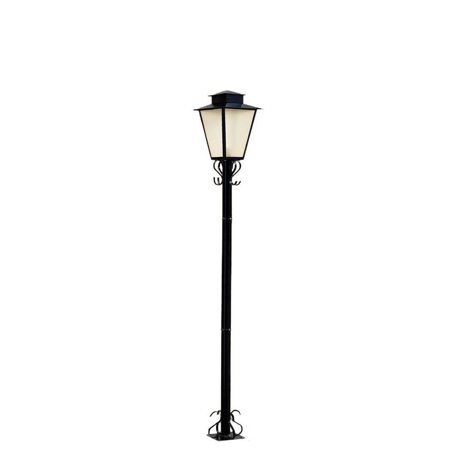 Lustre Poste Jardim Colonial Quadrado P3 Preto 1,76 Metros