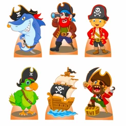 Piratas Menina Kit 6 Displays Totens De Mesa