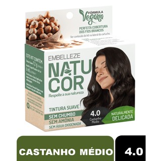 Tinta de Cabelo Natucor Naturalmente Delicada Castanho Médio 4.0 em Oferta na Shopee