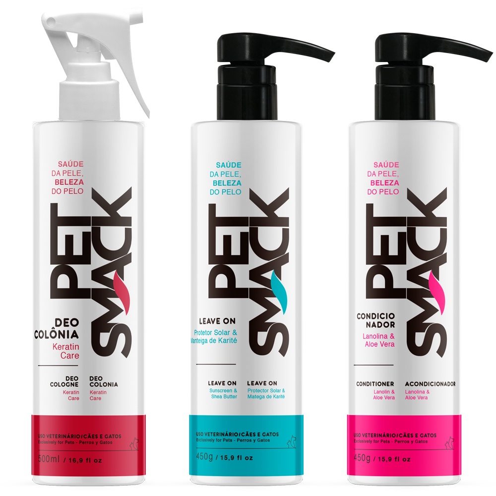 Kit Protetor Solar Leave On - Deo Colonia Keratin - Condicionador Pet Smack - Centagro Pet Shop