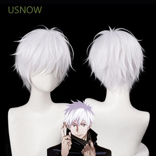 USNOW Satoru Gojo Short Kaisen Heat Resistant Jujutsu Grey Cosplay Wig Men Wigs