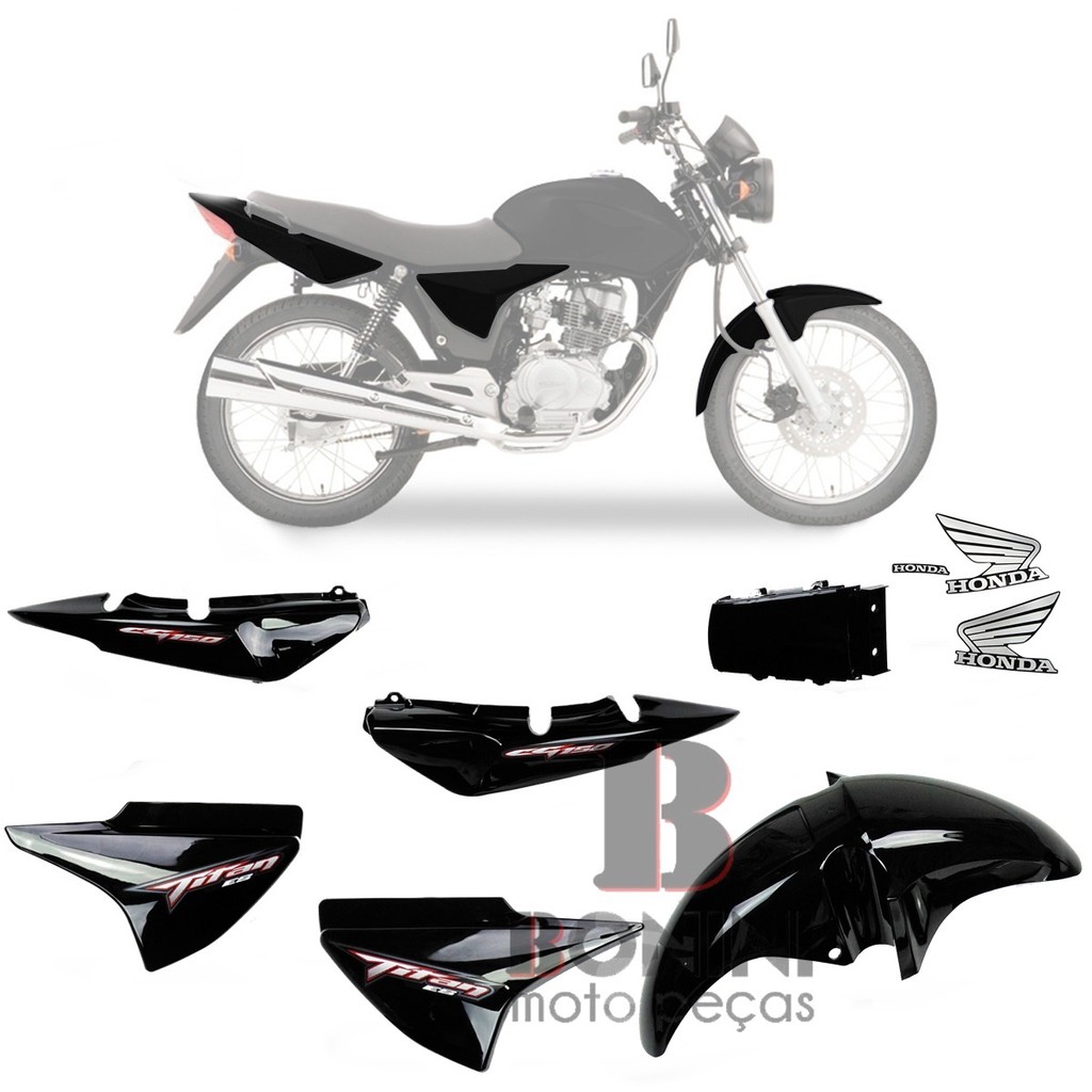 Kit Carenagem Cg 150 Titan 2008 Ks 08 Preta Adesivo | Shopee Brasil