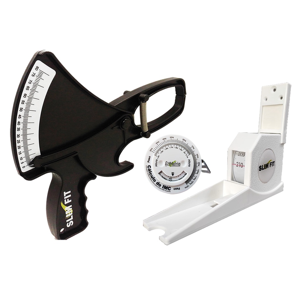 Adipômetro Plicômetro + Estadiômetro compacto de parede e Trena Avaliação Física