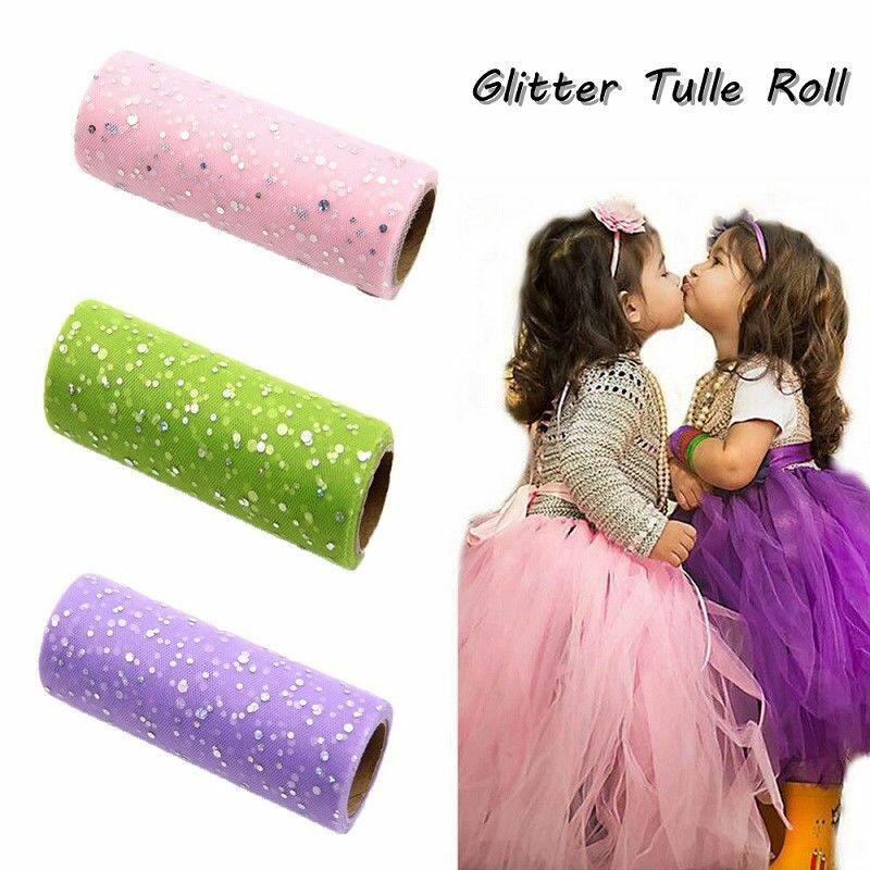 6 " x10yd Organza Roll Glitter Tulle Tecido Para Festas De Casamento