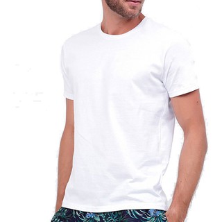 Camisa em meia malha 100% algodão básica com decote redondo