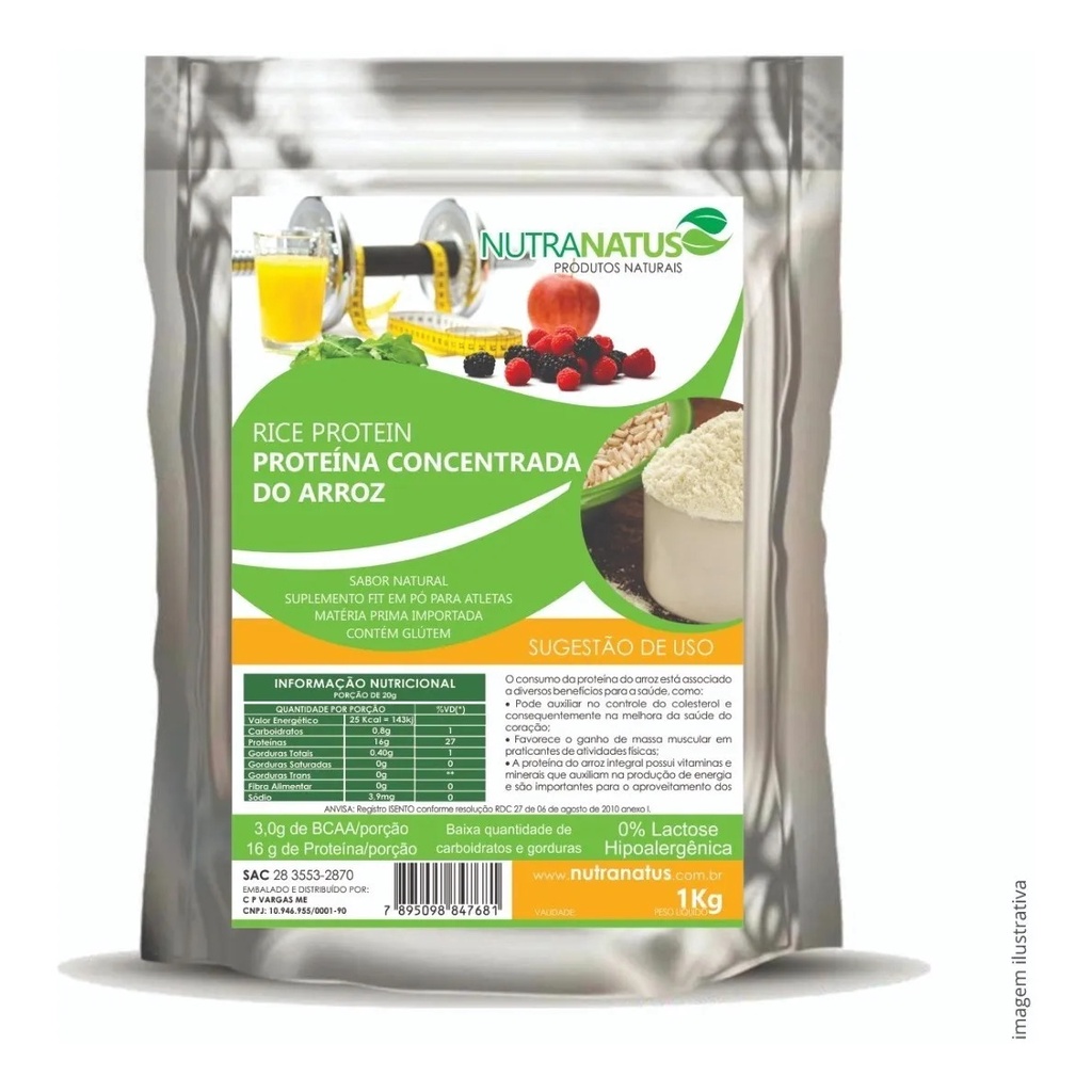 Proteína Concentrada Arroz 1kg Vegana Importada Rice Protein