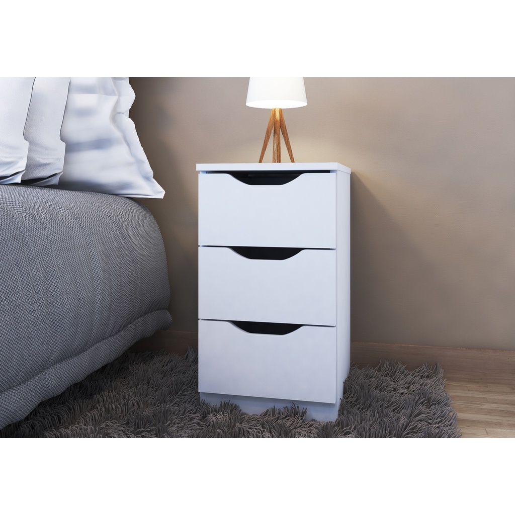 Mesa De Cabeceira Para Quarto Pequeno Com 3 Gavetas, Armario Baixo Com 3 Gavetas Ideal Para Closet Gaveteiro Baix, Criado Mudo Gaveteiro Decoração Escritório Bra/pre 3 Gavetas