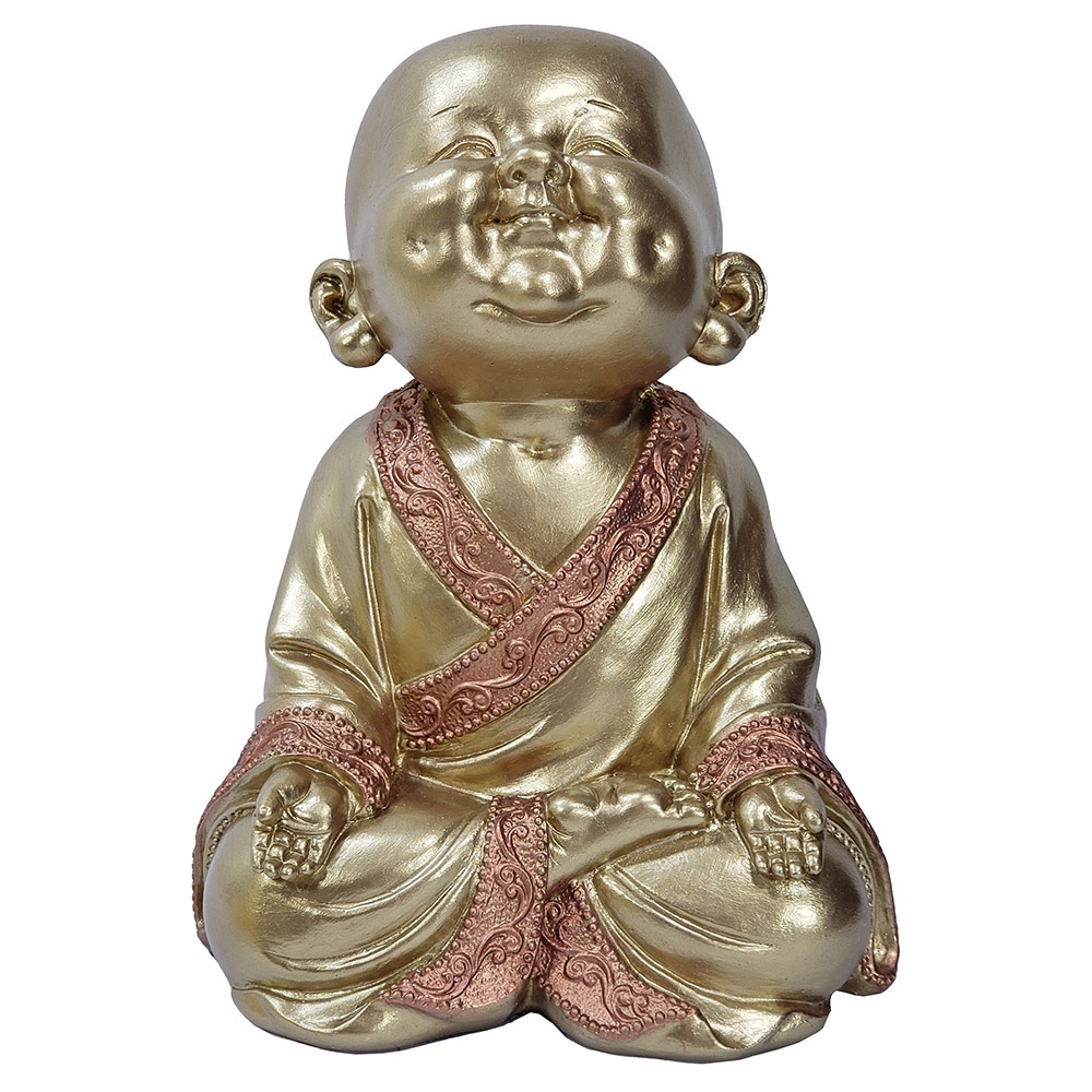 Imagem Buda Sorridente Estátua Monge Chinês Enfeite Zen Decorativo