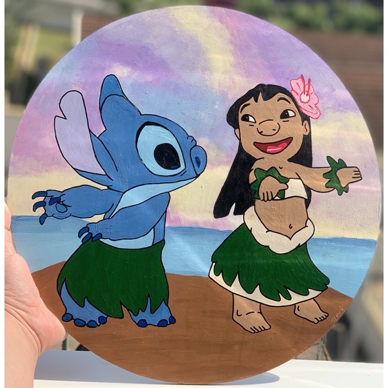 quadro lilo e stitch pintado a mão | Shopee Brasil