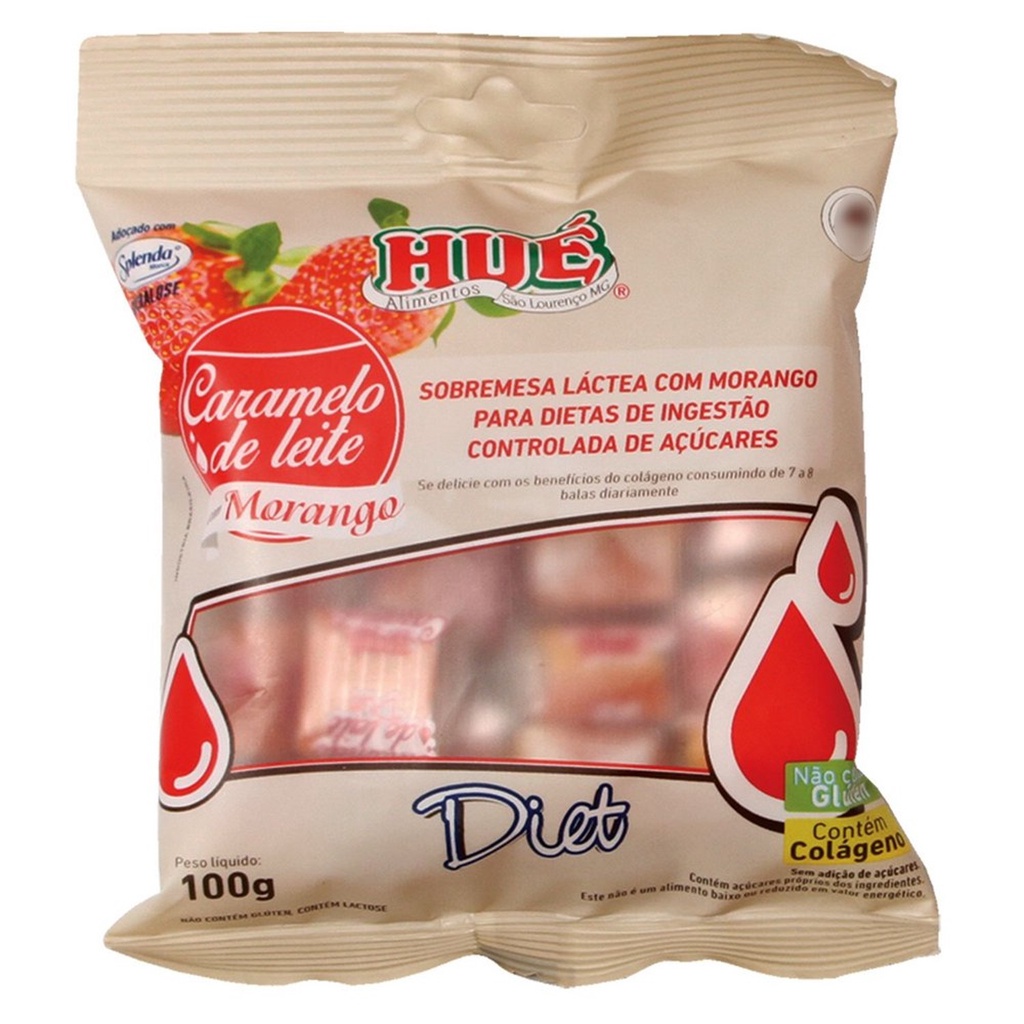 Caramelo de Leite com Morango Diet HUÉ 100g