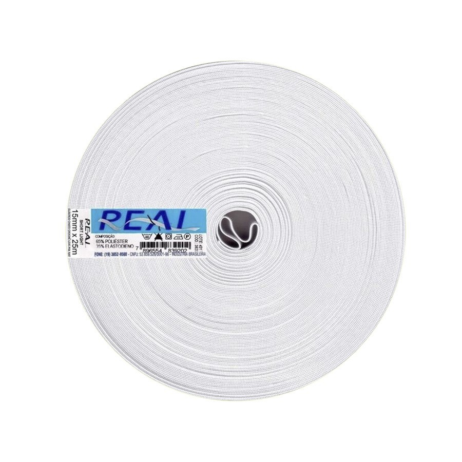 Elastico Branco Rolo 25 metros Real - Aviamento Costura e Artesanato