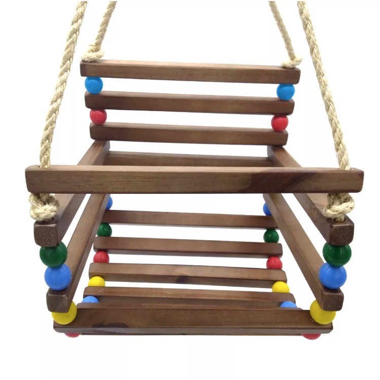 Cadeirinha De Balanço Adulto em Madeira com Corda Sisal Grande