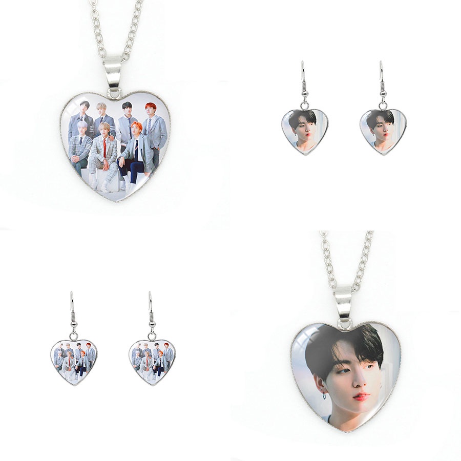 K-Pop Bts Bt21 Colar Pingente De Estrela/Coração Charmoso Com Formato De/Pedras Preciosas