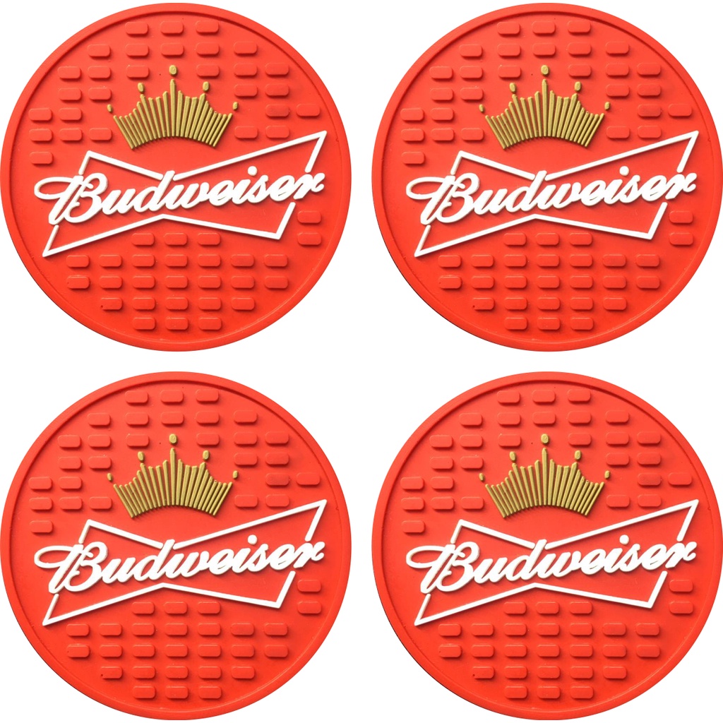4 Porta Copo Budweiser - Descanso De Copo Emborrachado Bar mat