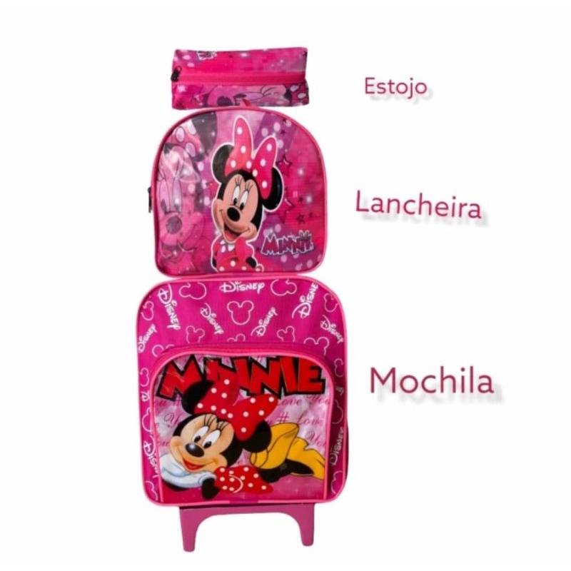 Kit Mochila de Rodinha da mini +estojo+lancheira infantil em Oferta na Shopee