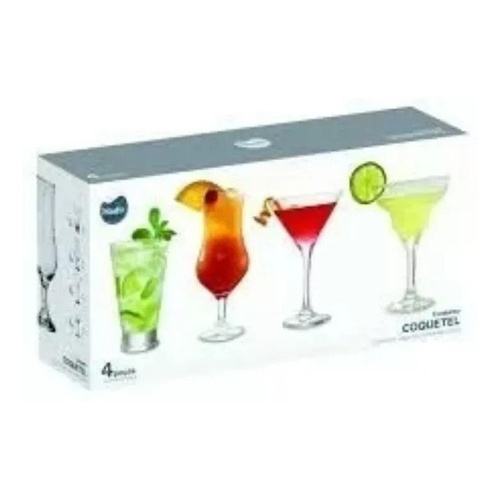 Jogo 4 Tacas Coquetel + Taca Gin Tonica + Copo Brostol 520ml