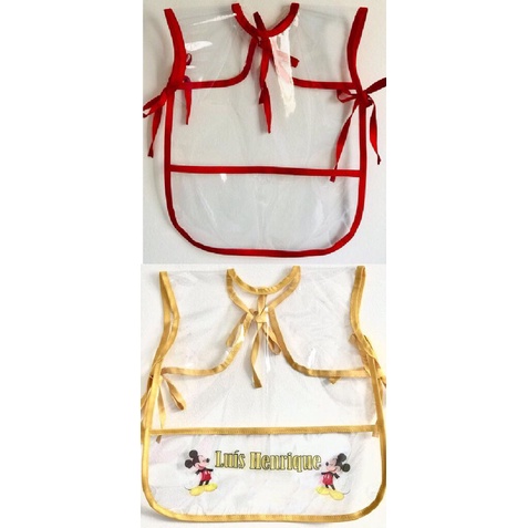 Avental Escolar infantil em PVC cristal transparente tamanho P/M/G -Com e Sem Personalização em Oferta na Shopee