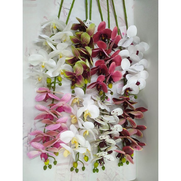 Galho Flor de Orquidea em Silicone Artificial com 7 flores ideal para arranjos e decoracao