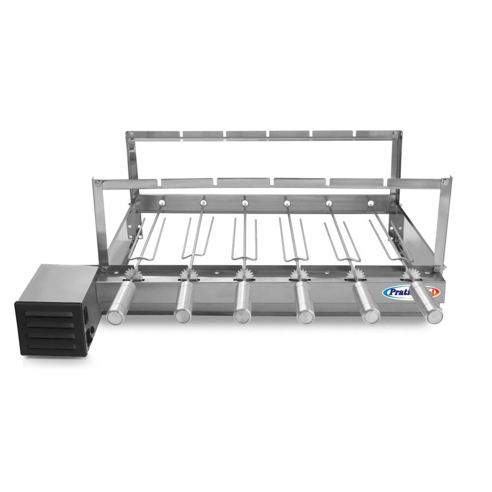 Churrasqueira Gira Grill Giratório 6 Espetos Inox Motor Weg Bivolt