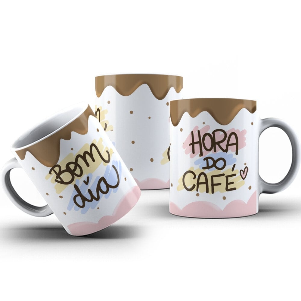 Caneca de Porcelana 325ml Personalizada Bom Dia Hora do Café | Shopee Brasil