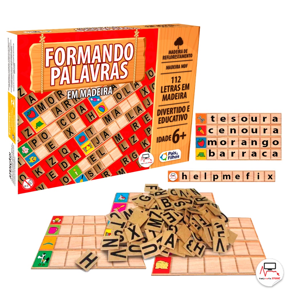 Brinquedo Pedagógico Jogo Educativo Formando Palavras Material Apoio ...
