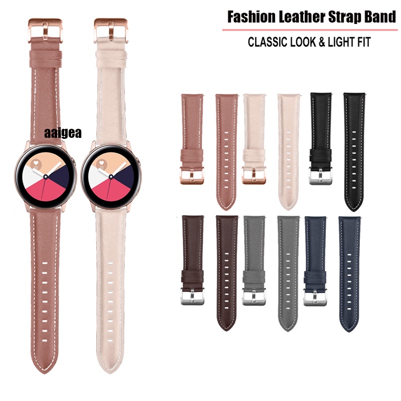 Pulseira Em Couro 20mm Para Smart Watch Samsung Galaxy Active 2/Watch4/Watch5/Watch6/Watch7 em Oferta na Shopee