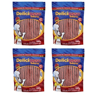 Palito Ossinho fino para cães sabor Carne Combo com 4 unidades Carne Deliciosso 200g em Oferta na Shopee