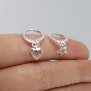 Brinco Argolinha Coração Estrela Infantil Feminino Banhado a Prata 925 em Oferta na Shopee