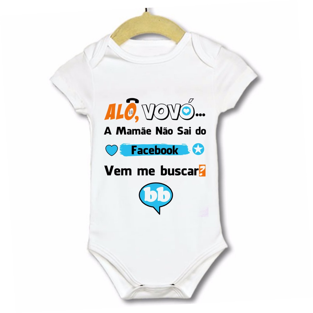 Body infantil Aló vovó a mamãe não sai do facebook vem me buscar