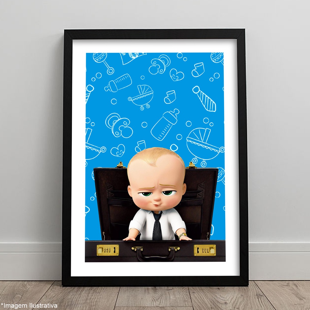 Quadro Quarto Infantil O Poderoso Chefinho Bebê Menino Festa C/ Moldura 45x33 A3