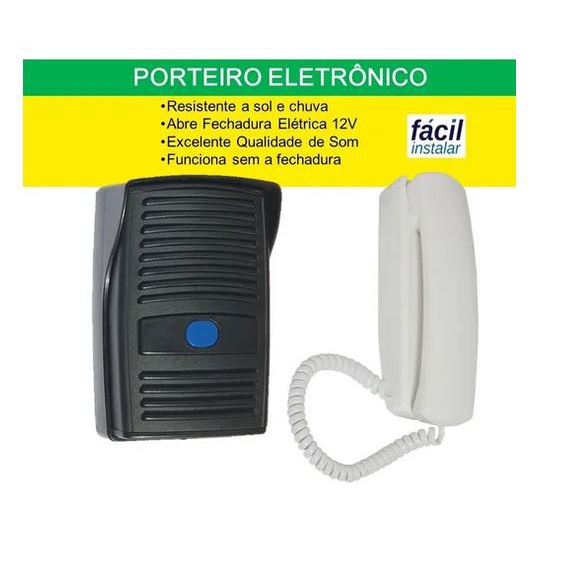 Kit Interfone PRETO Residencial Porteiro Eletrônico Monofone Intervox Alard